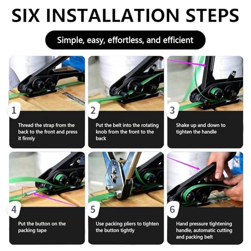 Manuelle Umreifungsgerät, Umreifungsset 12-19 mm mit 330m PET Umreifungsband Geräuschlose Bandspanner Manuelle Umreifungsmaschine für Verpackung inkl. 100 Metallschnallen 100 Eckschutz