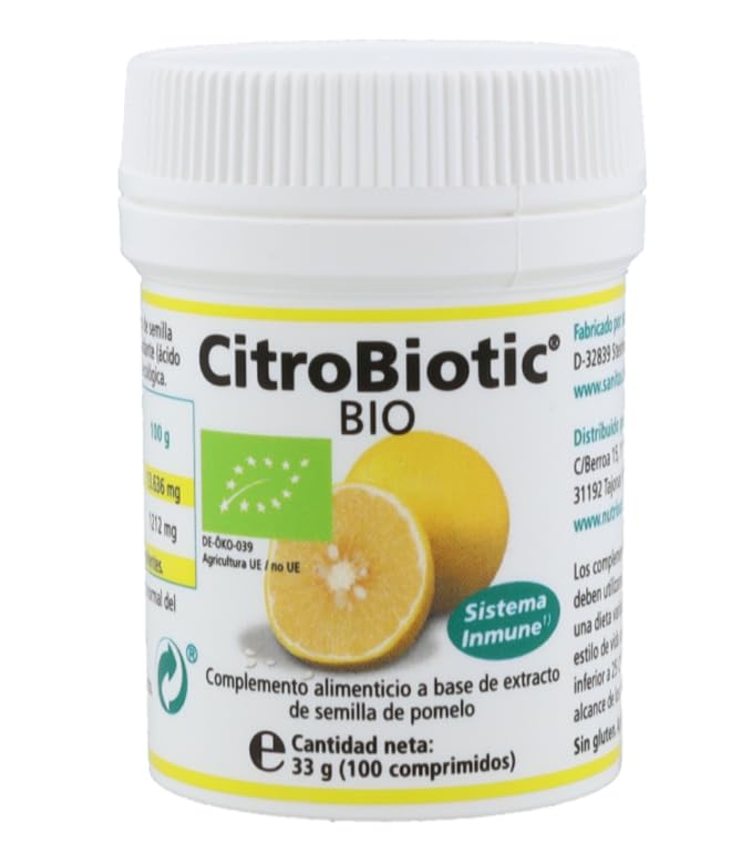 CitroBiotic BIO 100 comprimidos Sanitas | Extracto ecológico de semilla de pomelo con vitamina C y bioflavonoides | Complemento vegano para defensas y bienestar general