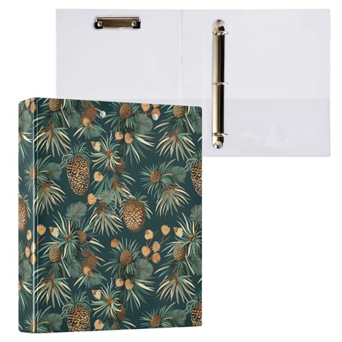 ALAZA Christmas Pine Cone Vintage 3 Ring Binders with 3 Interior PVC Clear Pockets Clipboard Versatile Binders 200 Sheets for Office Home School 2 Pack
