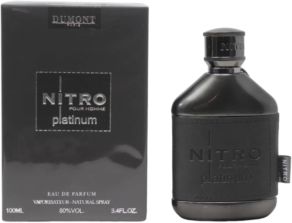 Dumont Nitro Platinum 3.4 Fl Oz Eau De Parfum for Men – Fruity Amber Fragrance – Luxurious Long Lasting Scent
