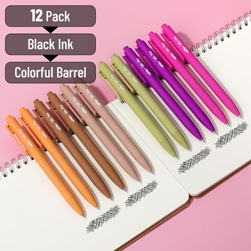 Image of Mr. Pen- Retractable Gel Pens, 12 Pack, Black Ink | Late Harvest Color Barrel, Fine Point 0.5mm, Fast Dry, Smooth Writing, Cute Pens for Drawing