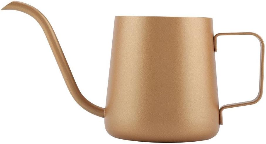 Coffee Kettle, 350 ml Stainless Steel Gooseneck Pour Over Drip Coffee Maker Tea Coffee Cup Pot (Coffee Gold)