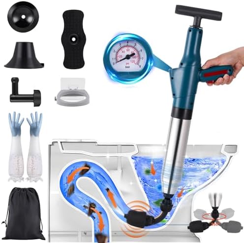 Toilet Unblocker Heavy Duty with 360° Unclogging Head and A Holder ...