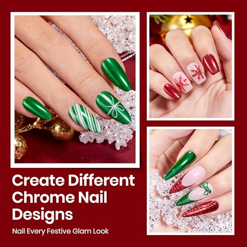 Image of Beetles Gel Top Coat for Chrome Nail Powder, 15ml Chrome Top Coat,15ml Matte Top Coat with Red Green Mirror Chrome Powder Shiny Gloss No Wipe Long Lasting Soak Off Nail Lamp for Nails Art
