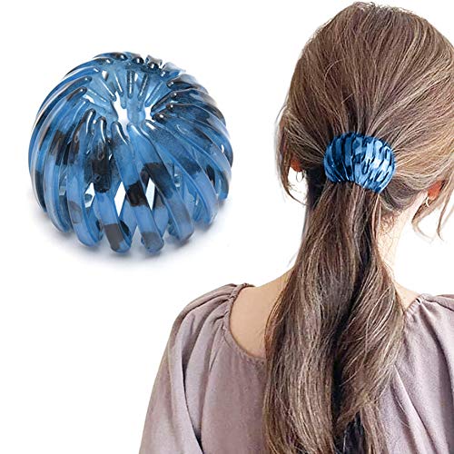 Ponytail Hairpin Curling Iron, 2021 Fashion Retro Leopard Print Hairstyle Headbands Fashion Bird's Nest Hairpin Ball Hairpin Expandable Ponytail Holder Bird Nest Shaped Hair Clips Hair Claw Clamps (B)