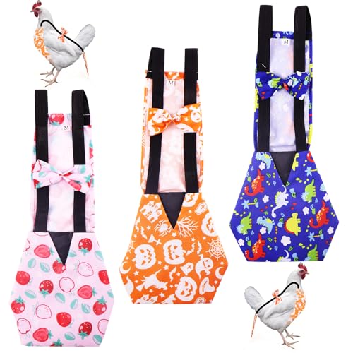 3 Pcs Chicken Diapers for Hens, Pet Duck Diapers with Bow Tie, Washable Duck Clothes & Poultry Accessories (Suitable for Chickens Weighing 1.1 to 3.3 lb)