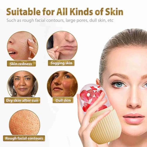 XHJRI Ice Cube Roller Massager for Face, Eyes and Neck, Naturally Conditioning Skin Care, De-Puff Eye Bags, Reduce Migraine Pain, Reusable Massage Silicone Ice Mold - Image 5