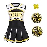 Colorful House Cheerleader Costume for Girls Cheerleader Uniform Outfit Child Cute Cheerleading Outfit for Halloween (7-8Y, Black)