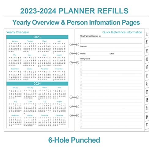 2023-2024 Planner Refills - One Page Per Day Daily ＆ Monthly Planner, July 2023-June 2024, Prioritized, To-Do List, Notes, Appointment Schedule, 6-Hole Punched, 5.8" X 8.3" #TOP3
