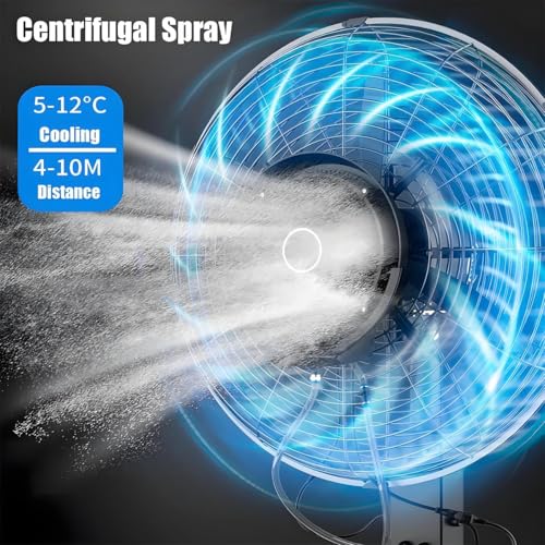 Ventilatore nebulizzatore da Esterno ad Alta velocità, Modello da 76 cm (30 Pollici) con 3 velocità e Serbatoio dell'Acqua da 42 Litri, Ideale per Uso Industriale e in Patio.