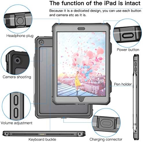 iPad 10.2 Case - Waterproof iPad 9th Generation Case 2021 /iPad 8th Generation Case 2020 / iPad 7th Generation case 2019 Full Protection Shockproof Anti-Scratch Case with Strap Stand Pencil Holder