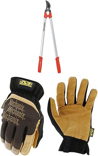 Corona SL 3264 ComfortGEL Bypass Lopper, 30 pulgadas, mango estándar + Mechanix Wear LFF-75-010 DuraHide FastFit Guantes de trabajo de cuero (L,