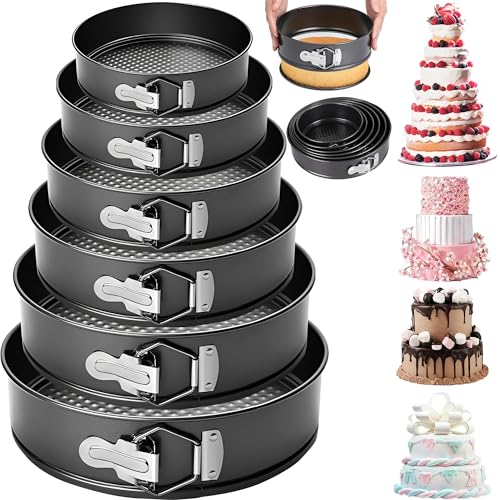 Consejos para Comprar Molde para pay los más recomendados. 44 Juego de 6 Moldes Desmontable Para Hornear, Bandeja para Hornear de Primavera, Moldes para Pasteles Antiadherentes, Moldes para Pasteles Redondos, Fondo Extraíble, Tamaños 28,...