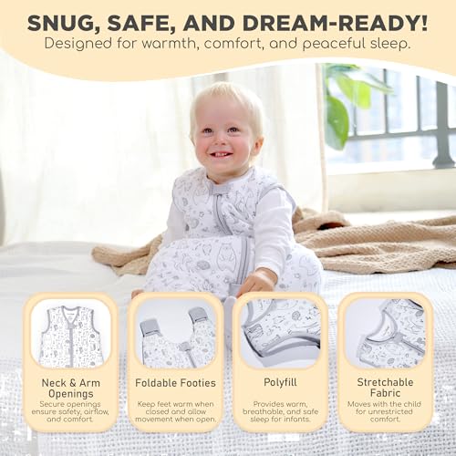 Image of Mama Cheetah Toddler Sleep Sack with Feet 2T, 2.5 TOG Organic Cotton Baby Sleeping Bag with Legs, Winter Baby Wearable Blankets for Early Walker M