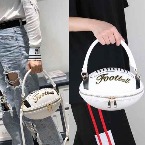 Image of Women Rhinestone Football Shaped Handbag Chain Crossbody Shoulder Bag Football Purse | Rugby, Unique, Novelty, Football
