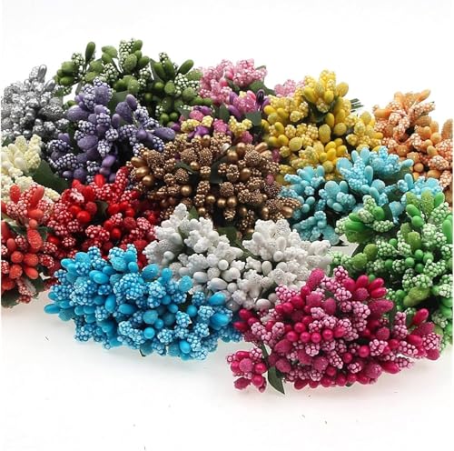 Image of SATYAM KRAFT 24 Bunch Decorative Artificial Pollen Flower Perfect for Tiara, Wedding Jewelry & DIY Making Flowers for Bouquet, Hamper, Trousseau Decoration Items(24 Bunch of 288 Pollen Each)