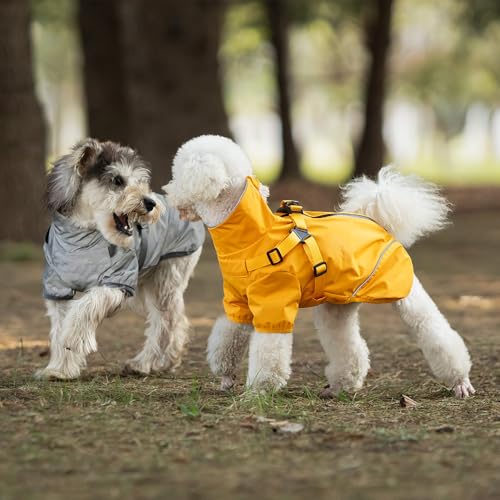 BT Bear Small Dog Raincoat, Dog Rain Jacket with Harness, Reflective, Waterproof, Yellow, L - Image 2