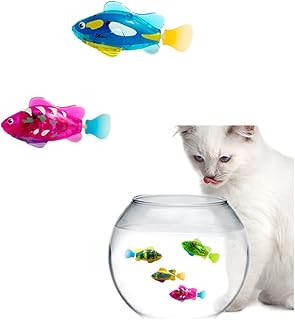 HADAVAKA 2 PCS Electronic Pet Fish, Electric Fish Toys Electronic Animal Pets, Electronic Toy Mini Robotic Fish Swimming Robot Fish, Light Up Robot Fish (Colour Random