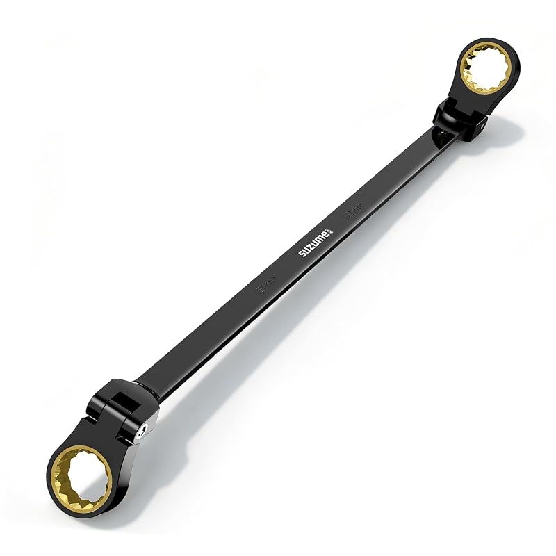 Chave Estrela Catraca SUZUME Extra Longa com Cabeça Flexível 180°, 12–13 mm, Aço Cromo-Vanádio, SM2053