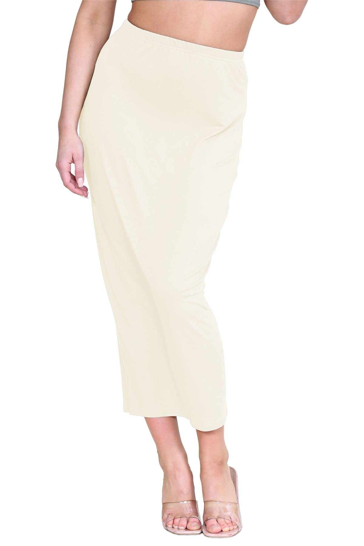 Hamishkane Women's Cream Hamishkane® Skirts Elasticated Waist, Casual Summer Midaxi Skirts Uk, Plain Bodycon Tube Maxi Skirts, Soft Jersey, Midi Skirt Long Pencil Skirt