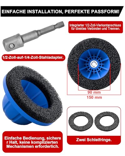 4-Teiliges Radnabenschleifer Auto: Radnabenschleifer Innen-ø 90mm Außen-ø 150mm 2 Stück Schleifrad mit 1/2 Zoll Vierkantantrieb Für Autowerkstätten & DIY Enthusiasten zum Reinigen von Radnaben