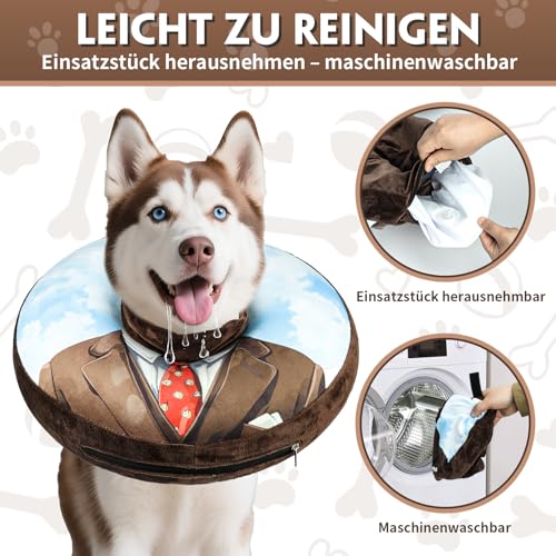 SuplutuX Aufblasbare Halskrause für Hunde & Katzen - Weicher Leckschutz-Kragen mit verstellbarem Kordelzug, Ideal nach Operationen oder bei Wunden, Sicht bleibt frei, XL
