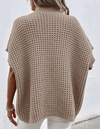 Image of SPR&JOY Women's Mock Neck Knit Sweater Vest Batwing Sleeve Pullover Knit Sweaters Summer Ribbed Tank Tops