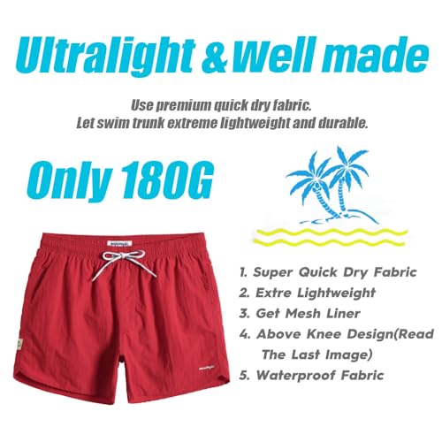 Image of maamgic Mens Swim Trunks 5 inch with Mesh Lining Quick Dry Bathing Suits for Men Swim Shorts Swimwear