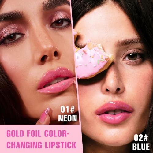 Image of evpct 2Pcs Magic Color Changing Lipstick Long Lasting Waterproof, 01&02