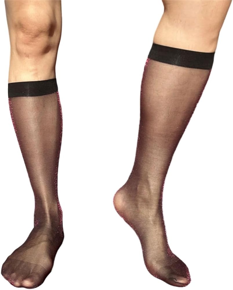 Men's Glossy Middle Calf Dress Socks for Business Professional Prom Attires Soft Breathable Nylon Fabric Prom