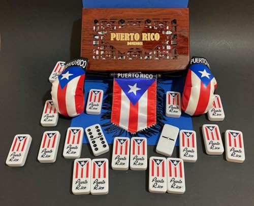 Juego de dominó puertorriqueño con estuche de madera miniatura 3