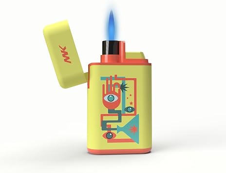 MK Lighter Torch Flame Pocket Lighter, Refillable and Multipurpose, Ideal for Candles, BBQ, Camping, and Everyday Use Trip-Yellow