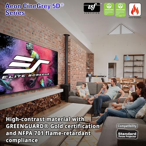 Image of Elite Screens Aeon CineGrey 5D 165 inch Fixed Frame CLR /ALR Projector Screen 16:9, Edge-Free Design, Ceiling & Ambient Light Rejecting, Wall Mounted, Standard Throw Compatible for Home Theater, AR165DHD5