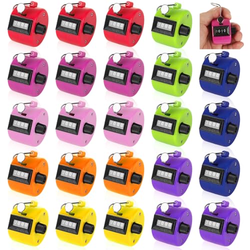 LDHHYH 24 Pack Clicker Counter, Hand Tally Counter Clicker, 4 Digit Mechanical Palm Pitch Counter
