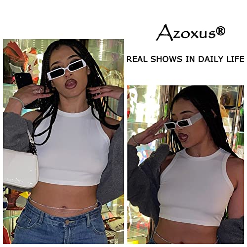 Image of 90s Retro Sunglasses Trendy Plastic Frame Small Rectangle Sunglasses Unisex Eyewear AZ9548