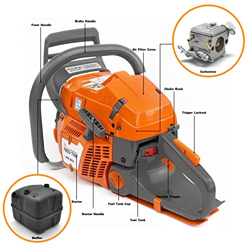 Neo-Tec 65Cc Gas Chainsaw Power Head Nh865 Compatible With 18/20/24 Inch Bar, 3.4Kw 4.9Hp Gasoline Chainsaws For Professional Logging Work, All Parts Fit With Husqvarna 365 Chain Saw #TOP2