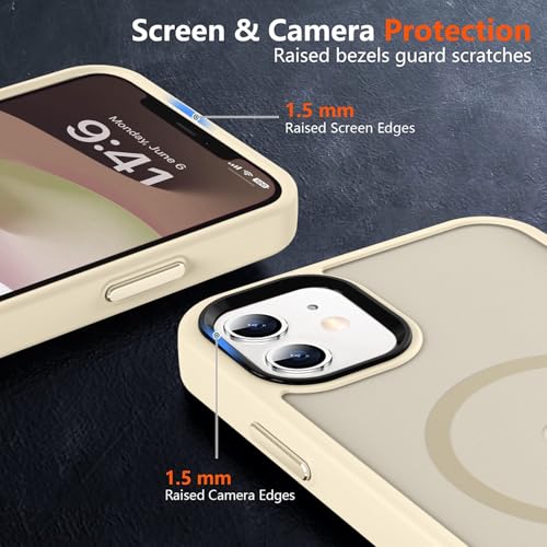 Image of MOCCA Magnetic Shockproof for iPhone 12 Case,Light Gold | Fits iPhone 12 /12 Pro | 10ft Drop | Compatible with MagSafe | Anti-Slip Matte | Raised Camera & Screen Lip | Ultra-Slim