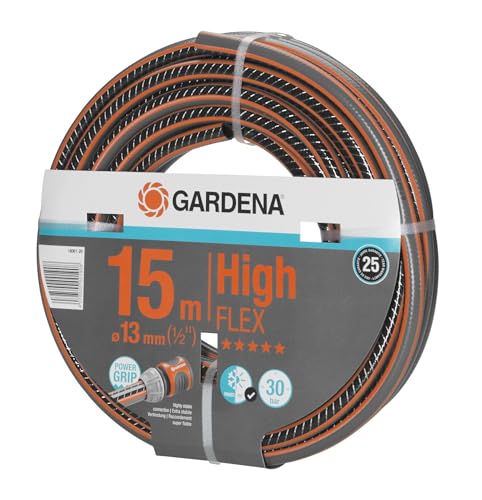 Gardena Tuyau Highflex Confort 13 mm (1/2 Pouce), 15 m: Tuyau de jardin avec profilé de puissance, pression de 30 bars, stable dimensionnellement, résistant aux UV (18061-20)