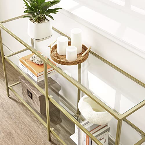 Image of VASAGLE 51.2 Inches Console Table with 3 Shelves, Tempered Glass Shelf