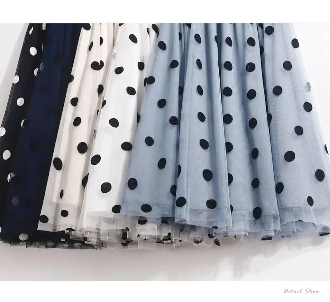 Amazon.com: Women Polka Dot Embroidery Midi Skirts High
