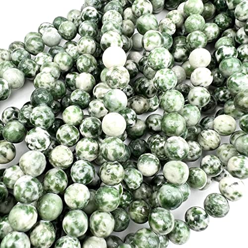 Qiwan Natural Round Loose Beads Jewelry Making Diy Bracelet Necklace Material 1 Strand 15 Inches (6Mm, Green Point Natural Gem) #TOP4
