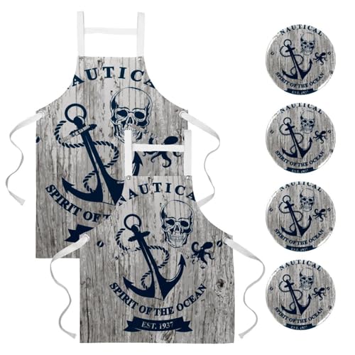 Tablier de serveuse multicolore lot de 2 avec broches pour restaurant et bar
