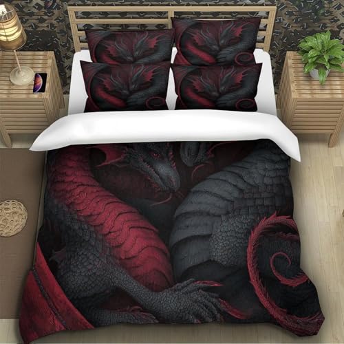 Housse de couette dragon en microfibre premium, parure de lit 3D confortable et résistante - 5