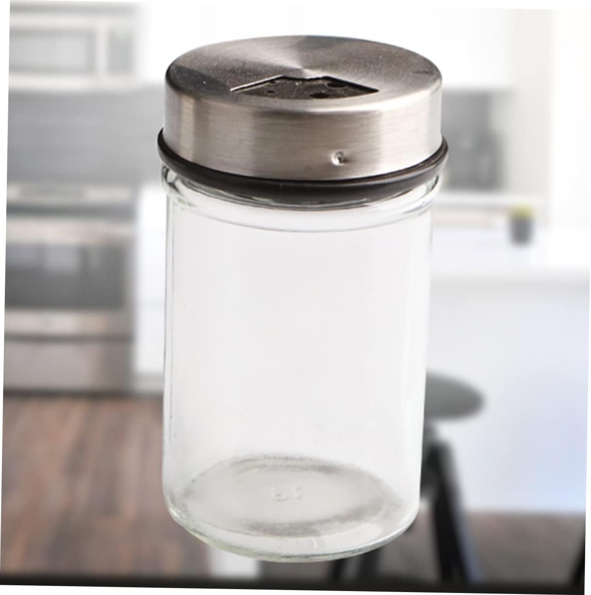 3Pcs Glass Seasoning Bottles with Stainless Steel Salt Pepper Shaker Set