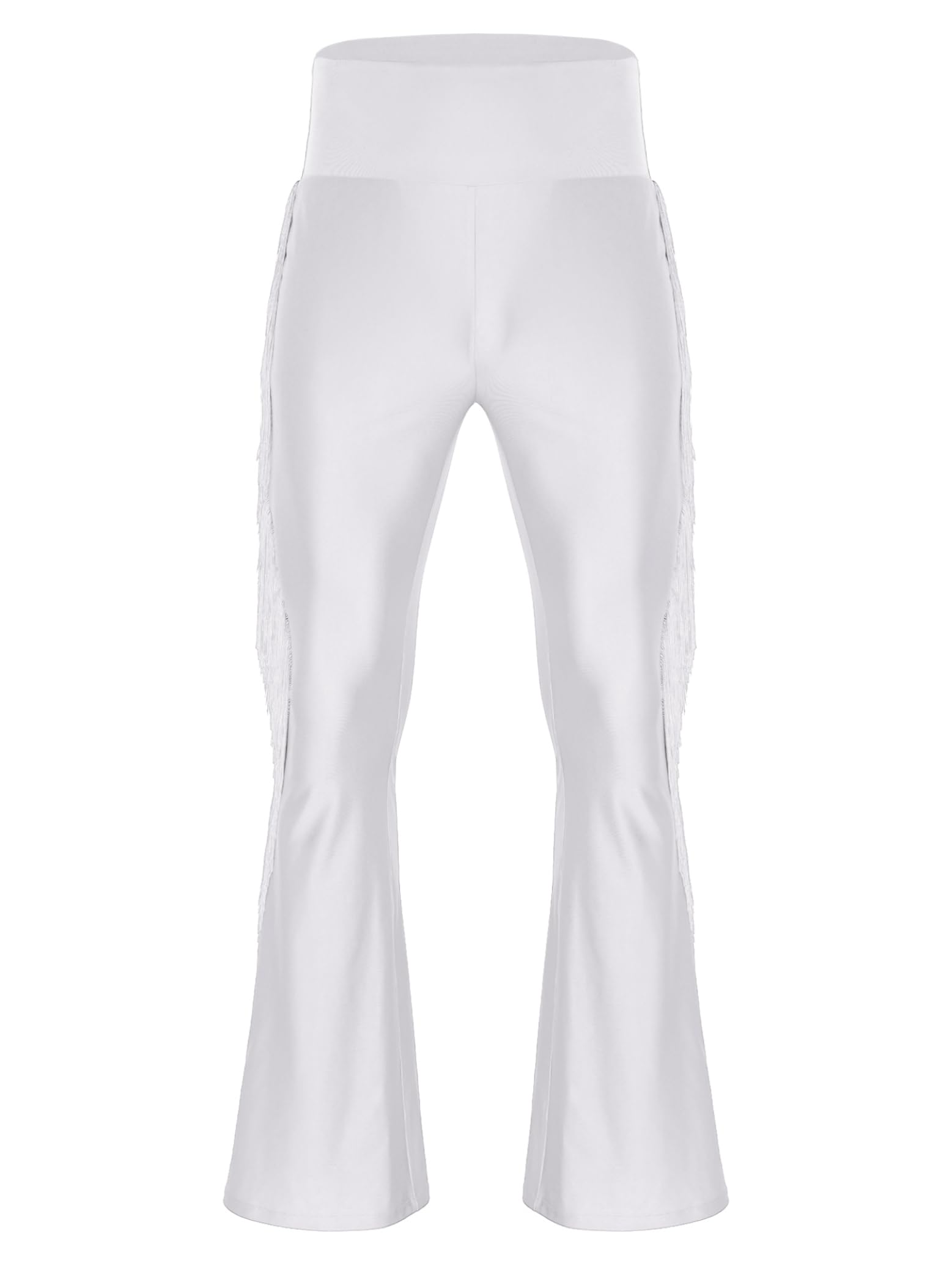 Traje de Patinaje Artístico para Hombres con Maillot de Danza y Pantalones Campana con Flecos Traje Baile de Salón Latín Jazz Tango Salsa Rumba Cha-Cha