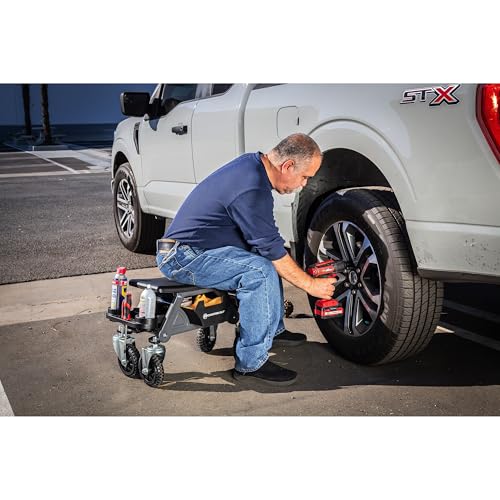 Powerbuilt Big Wheel Rolling Seat, Off-Road Series, Locked in Tool Trays, Heavy-Duty Wheels for Gravel and Rocks - Grey 642965ECE by Powerbuilt - Image 2