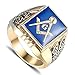 JIPSJICI Stainless Steel Freemason Masonic Signet Rings Blue Master Mason Biker Band Jewelry Gifts Size 10