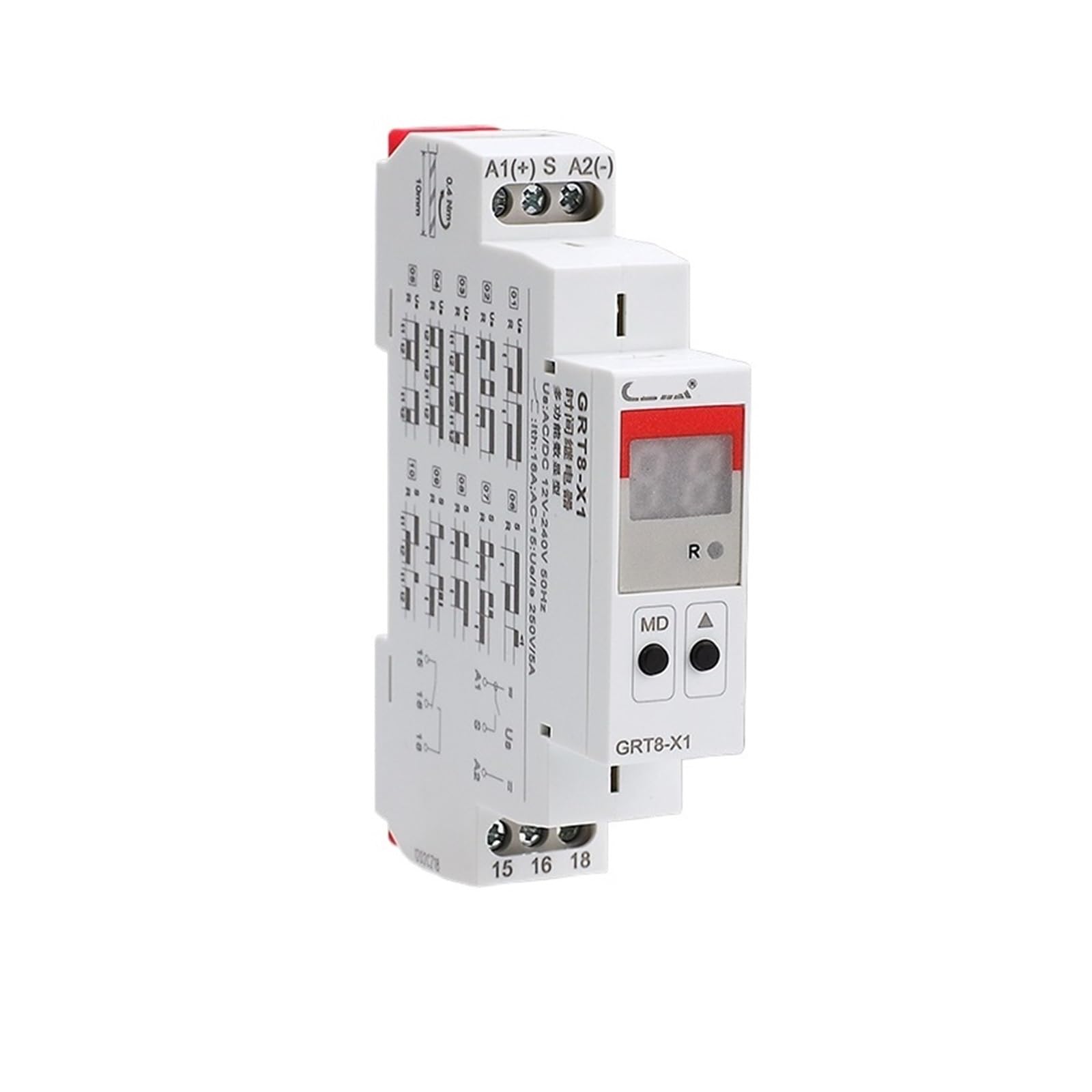 Relais temporisé GRT8-X1X2 rail DIN à affichage numérique AC/DC 12V-240V