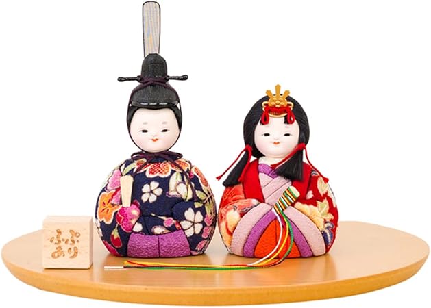 雛人形コンパクトおしゃれかわいい木目込みぷりふあ親王飾り Halfmoon 半月バーチ三葉 本 本