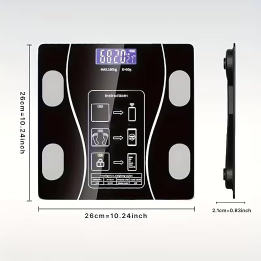 Bascula inteligente para peso y grasa corporal, pantalla grande, app móvil miniatura 7